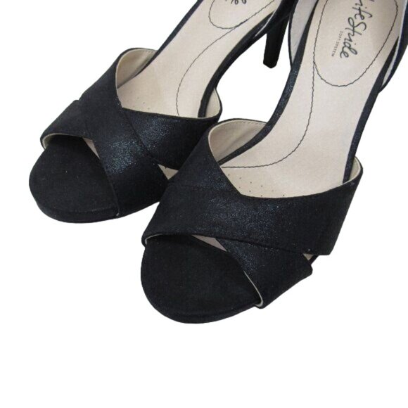 LIFE STRIDE WOMEN BLACK HEELS SZ 10M -SATIN FABRIC UPPER-PARTY-COCTAIL - Picture 4 of 12